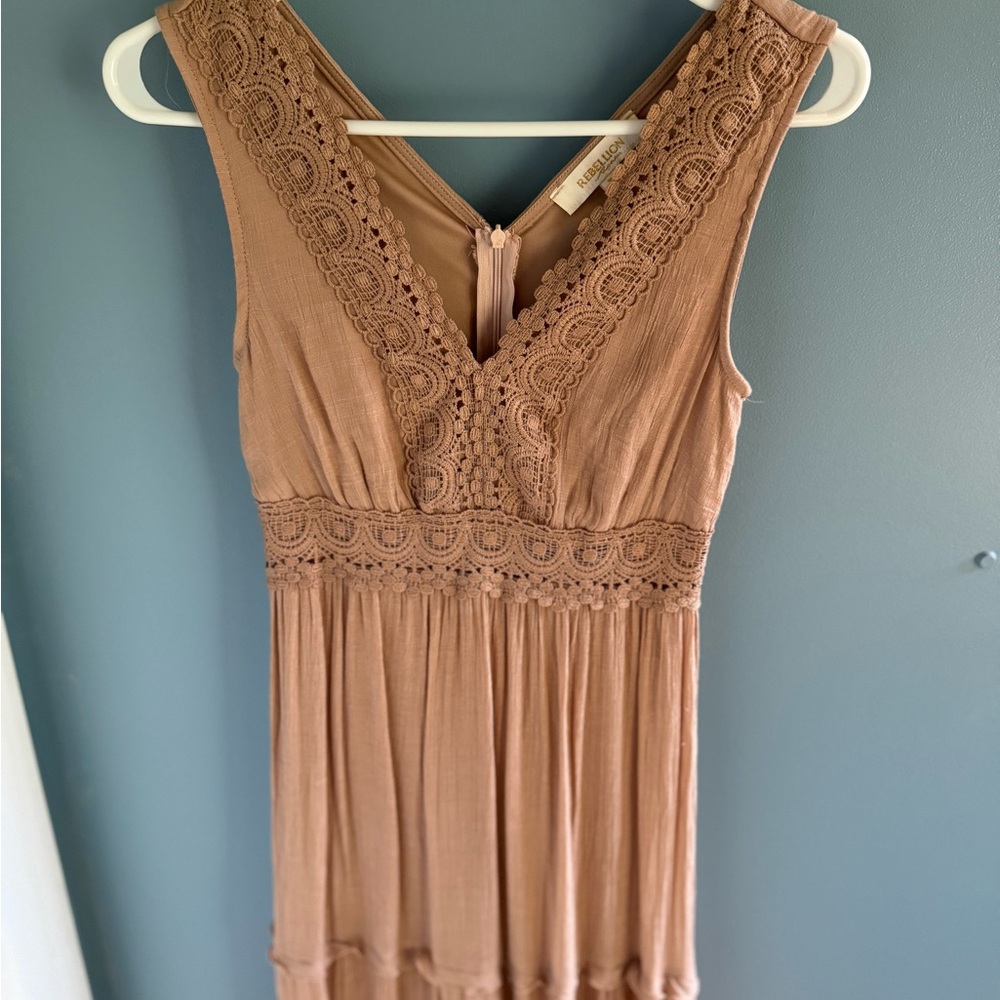 Rebellion Tan Lace Detail Top
